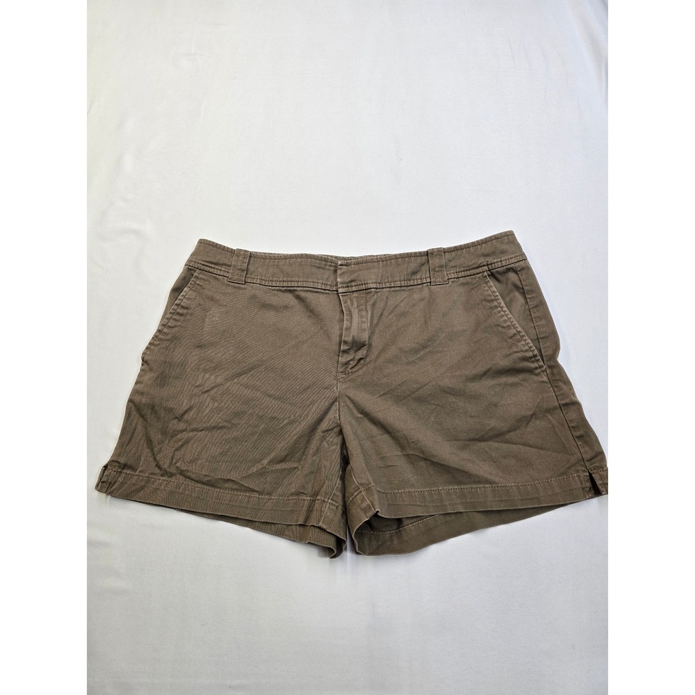 New York & Company Womens Olive Green Chino Shorts Size 8 Mid Rise Casual Cotton